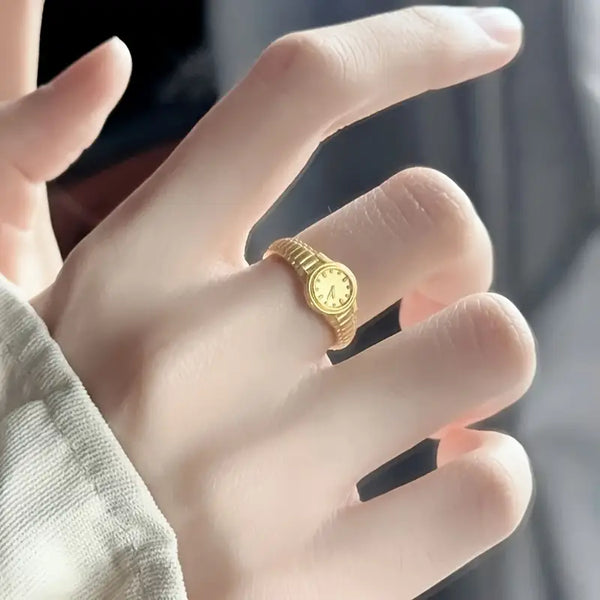 Boho Elegant Cuff Watch Clock Ring